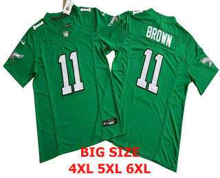 Men%27s Philadelphia Eagles #11 AJ Brown Kelly Green FUSE Vapor Limited Throwback Jersey